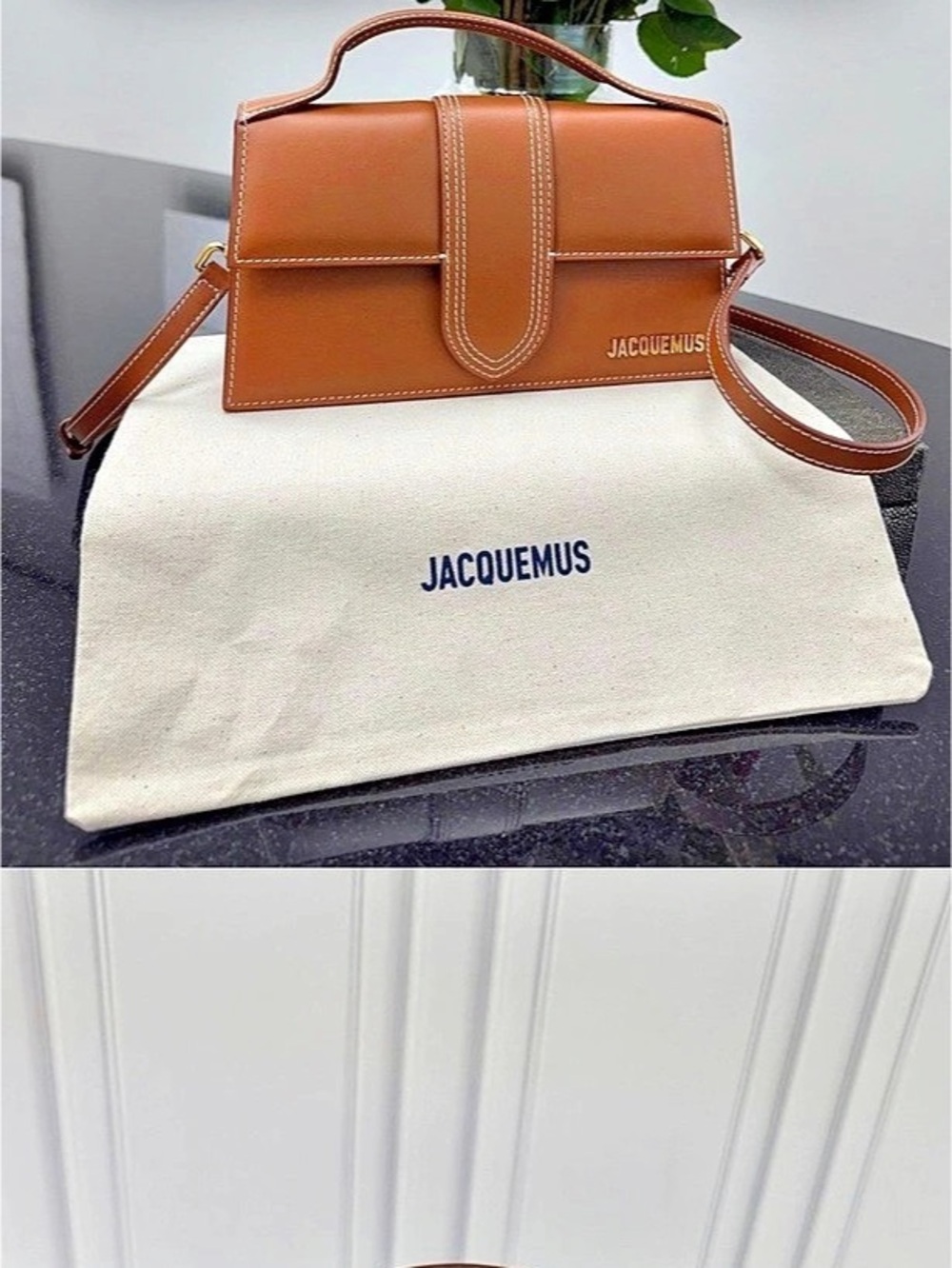 JACQUEMUS Le Grand Chiquito Brown & White Shoulder Bag